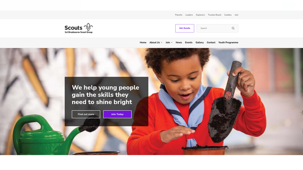 Screenshot of the 1st Broxbourne Scout Group website