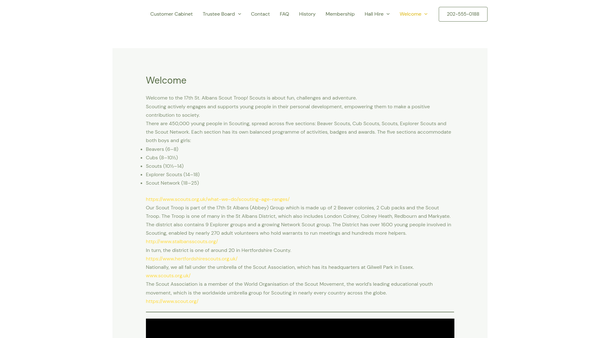 Screenshot of the 17th St Albans (St Michael's) Scout Group website