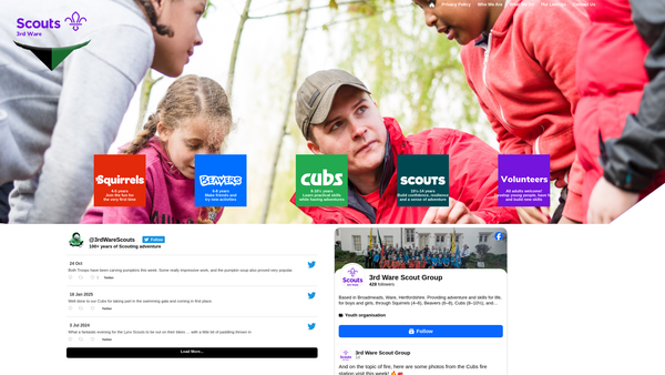 Screenshot of the 3rd Ware Scout Group website