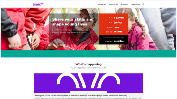 Screenshot of the 9th North Watford (Woodside) Scout Group website