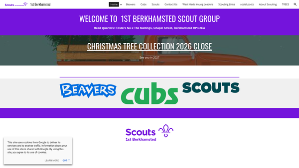 Screenshot of the 1st Berkhamsted Scout Group website