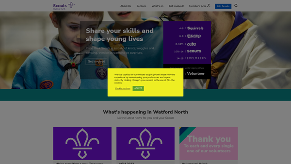 Screenshot of the 4th North Watford (1St Bricket Wood) Scout Group website