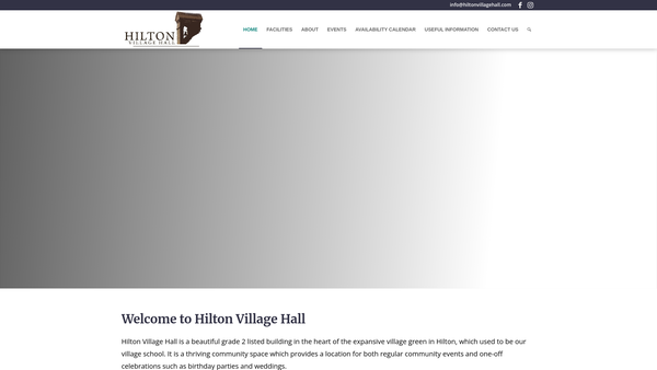 Screenshot of the The Hilton Village Hall website