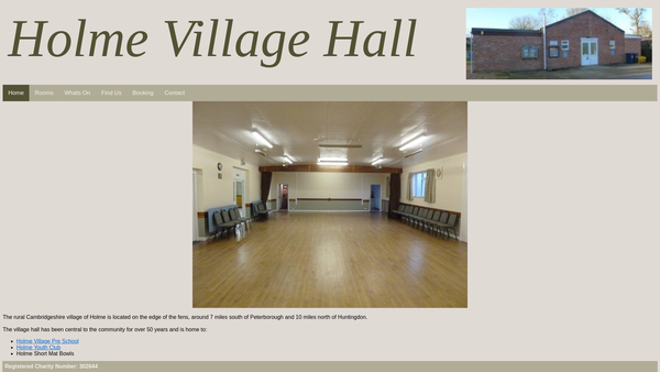 Screenshot of the Holme Village Hall website