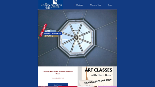 Screenshot of the Huntingdon Commemoration Hall website