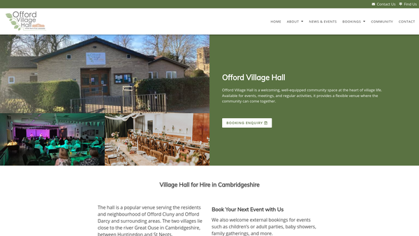 Screenshot of the The Offords Recreation Hut, Locally Known As Offord Village Hall website