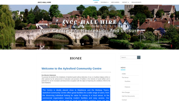 Screenshot of the Aylesford Community Centre website