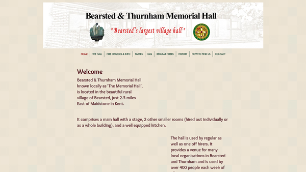 Screenshot of the Bearsted And Thurnham King George V Memorial Village Hall website