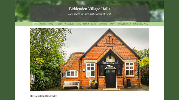 Screenshot of the Biddenden Village Halls And Sports Committee website