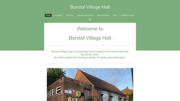 Screenshot of the Borstal Village Hall website
