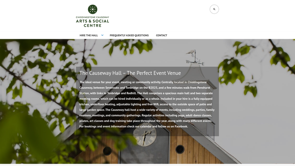 Screenshot of the Chiddingstone Causeway Village Hall website