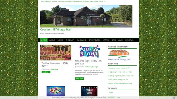 Screenshot of the Crockenhill Village Hall website