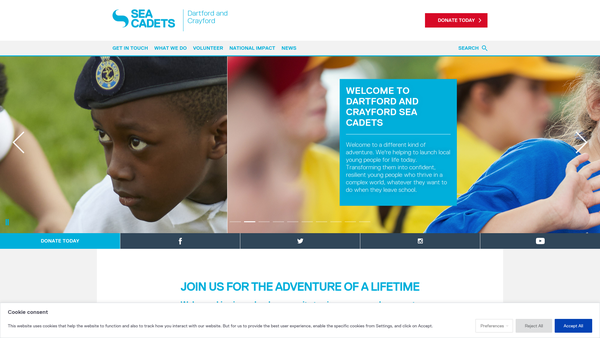 Screenshot of the Dartford & Crayford Unit 99 Of The Sea Cadet Corps website