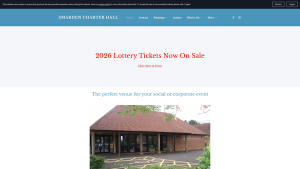 Screenshot of the Smarden Village Hall website