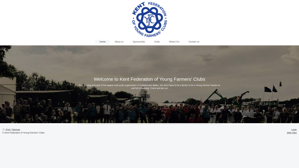 Screenshot of the Kent County Federation Of Young Farmers' Clubs website