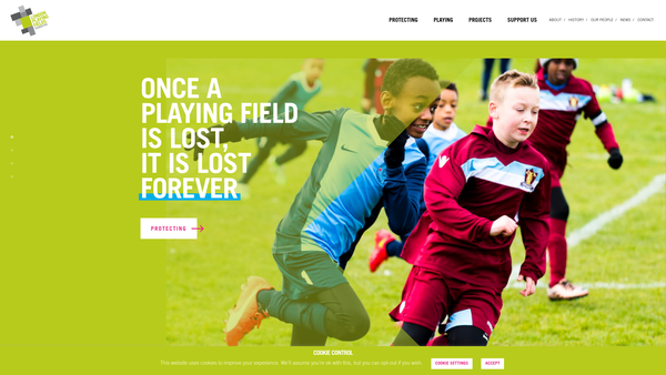 Screenshot of the The London Playing Fields Society website