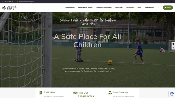 Screenshot of the Coram's Fields And The Harmsworth Memorial Playground website