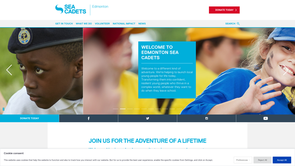 Screenshot of the Edmonton Unit No 126 Of The Sea Cadet Corps website