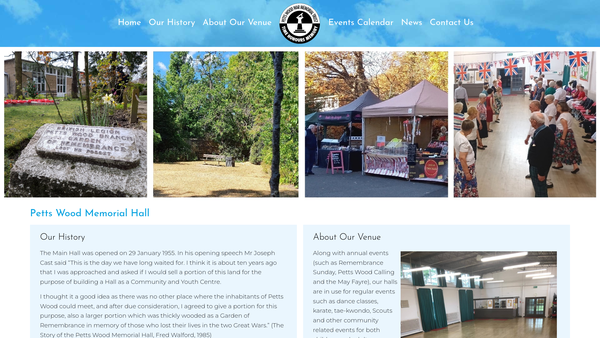 Screenshot of the Petts Wood War Memorial Trust website