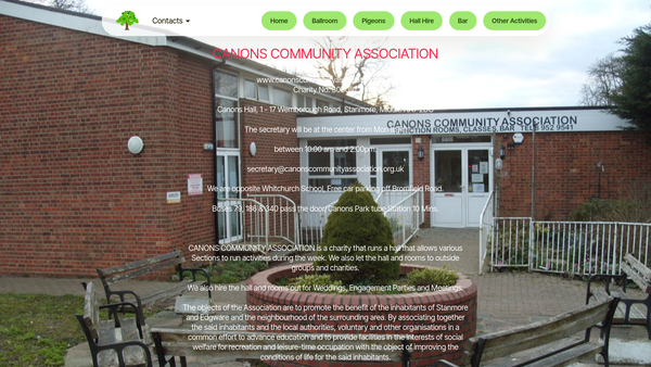 Screenshot of the Canons Community Association website