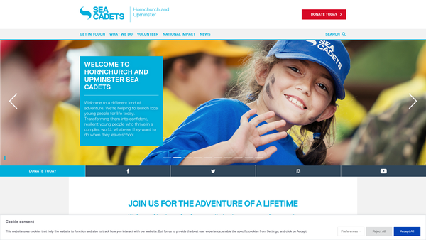 Screenshot of the Hornchurch Unit Of The Sea Cadet Corps website