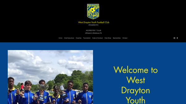 Screenshot of the West Drayton Youth Football And Sports Club website
