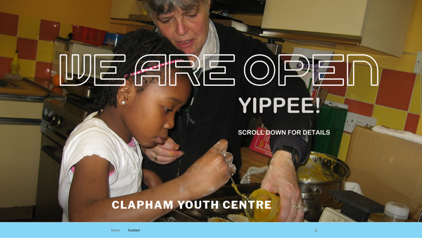 Screenshot of the Clapham Youth Centre website