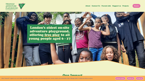 Screenshot of the The Triangle Adventure Playground Association website