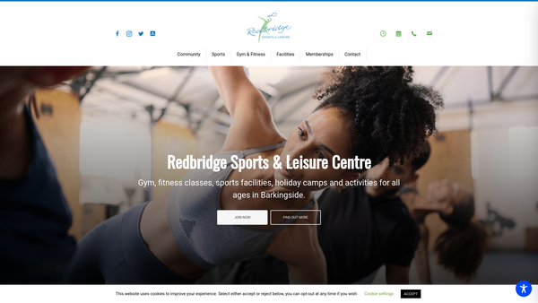 Screenshot of the Redbridge Sports Centre Trust Limited website