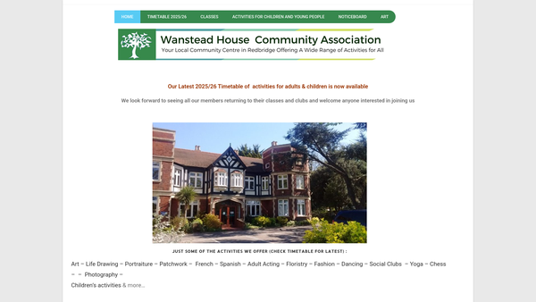 Screenshot of the Wanstead House Community Association website