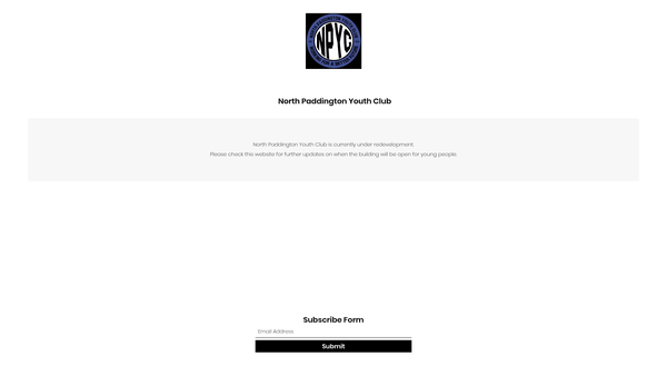 Screenshot of the North Paddington Youth Club website
