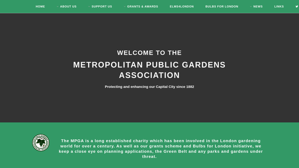 Screenshot of the Metropolitan Public Gardens Association website