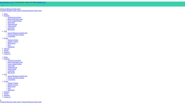 Screenshot of the Samuel Montagu Youth Centre website