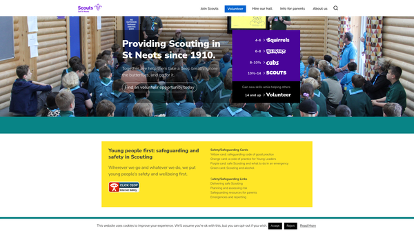 Screenshot of the 1st St Neots Scout Group website