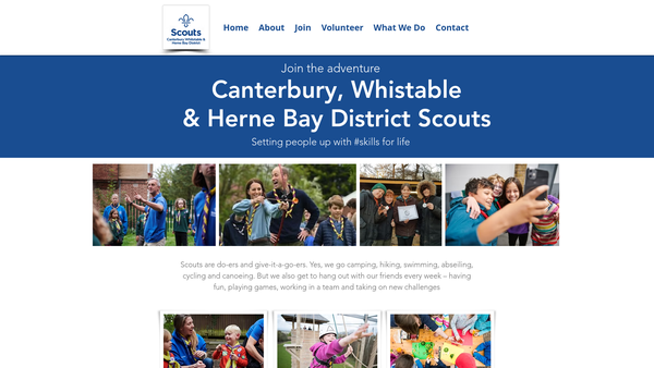 Screenshot of the Canterbury, Whitstable And Herne Bay District Scout Council website
