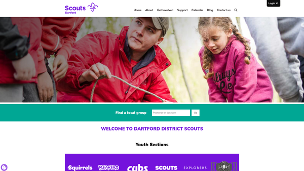 Screenshot of the Dartford District Scout Council website
