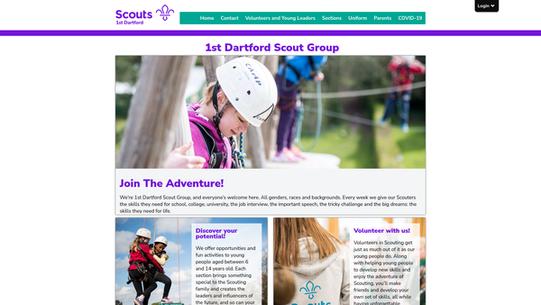 Screenshot of the 1st Dartford (St Alban) Scout Group website