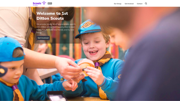 Screenshot of the 1st Ditton Scout Group website