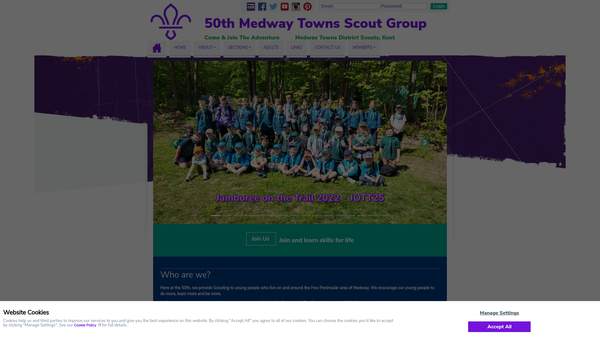 Screenshot of the 50th Medway Towns (Hoo) Scout Group website