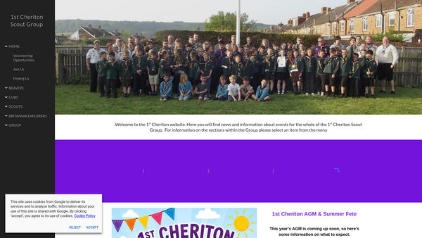 Screenshot of the 1st Cheriton Scout Group website