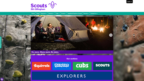 Screenshot of the 8th Gillingham (Wigmore) Scout Group website