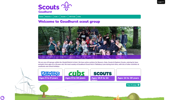 Screenshot of the Goudhurst Scout Association website