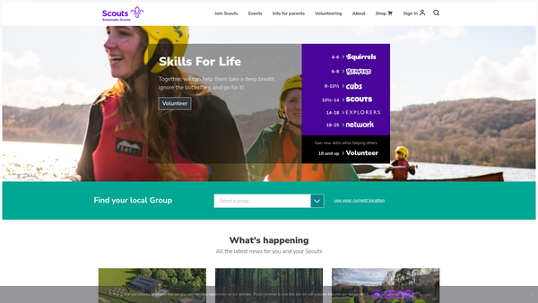 Screenshot of the Sevenoaks District Scout Council website