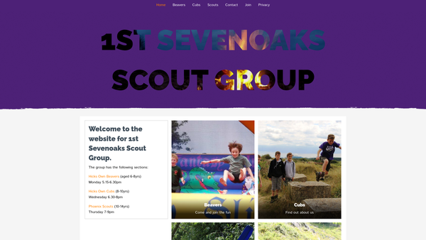 Screenshot of the 1st Sevenoaks Scout Group website