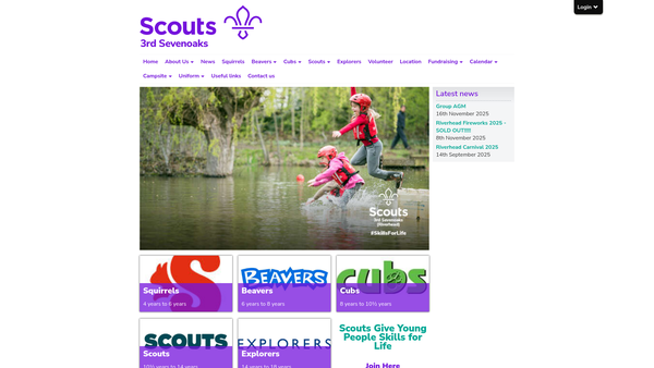Screenshot of the 3rd Sevenoaks Scout Group website