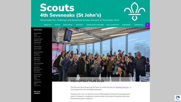 Screenshot of the 4th Sevenoaks (St Johns) Scout Group website