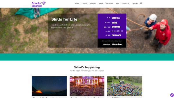 Screenshot of the 12th Sevenoaks (1St Edenbridge) Scout Group website