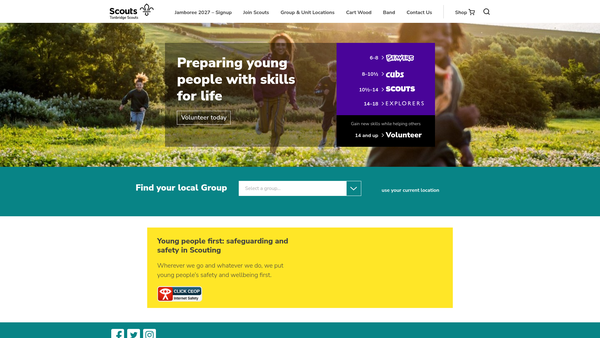 Screenshot of the Tonbridge District Scout Council website