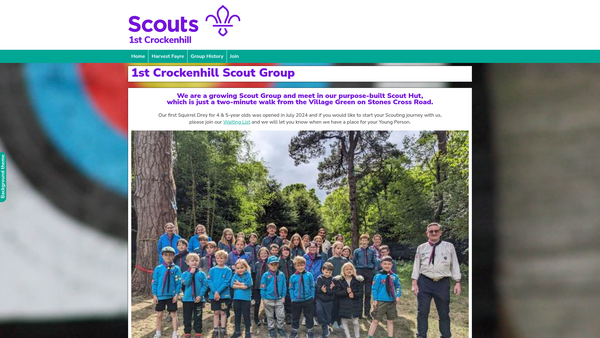 Screenshot of the 1st Crockenhill Scout Group website