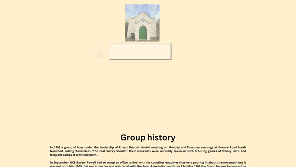 Screenshot of the 23rd Croydon (1St South Norwood) Scout Group website